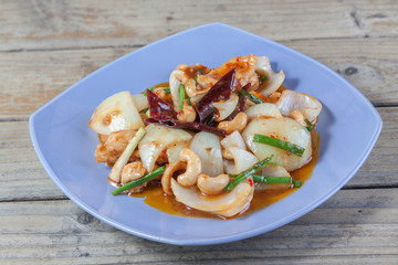 Thai Food: Fried asparagus with shrimp as food taste delicious.