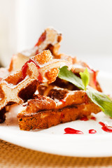 belgian waffle with whipped cream
