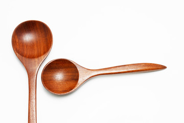 wooden spoon on white background