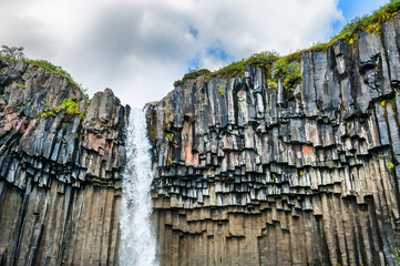 Beautiful Svartifoss waterfall in Iceland