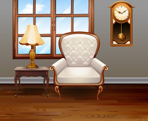 Living room with luxury chair and furniture