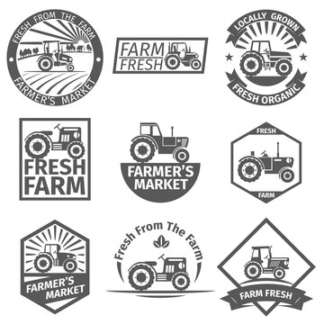 Farm labels with tractor