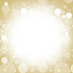 gold christmas background abstract with white snowflakes - design for christmas, winter and new year