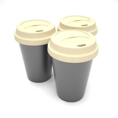 Three paper coffee cups