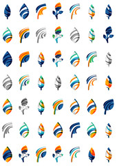 Set of abstract eco leaf icons, business logotype nature concepts, clean modern geometric design