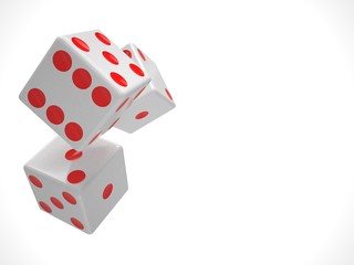 three dices on white
