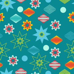 Retro christmas decorations, seamless pattern