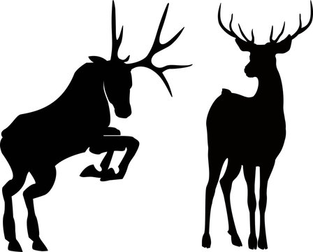 Deer black silhouettes