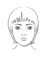 black and white lineart portrait of a woman