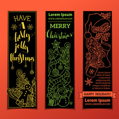 Vector set of vertical bright Christmas banners.