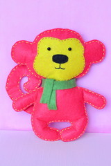 Handmade felt toy monkey