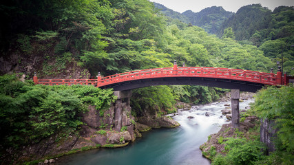 Long exposure of Shinkyo Bridge in Nikko, Japan
