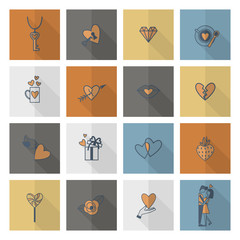 Fototapeta premium Happy Valentines Day Icons