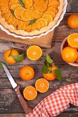 homemade clementine tart and fruits