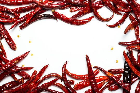 Roasted Red Pepper Border On White Background