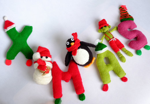 Christmas, Xmas alphabet, handmade, knitted, noel gift