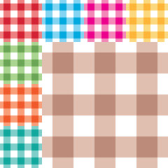 Gingham seamless pattern in eight different colors. Isolated, easy editable.