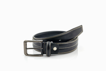 Black leather belt for men.
