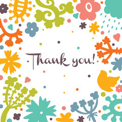 Thank you! Vector flowers postcard with love!