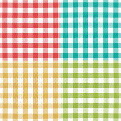 Plaid vector gingham seamless pattern in four retro colors. Isolated, easy editable.