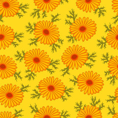 Yellow floral seamless pattern