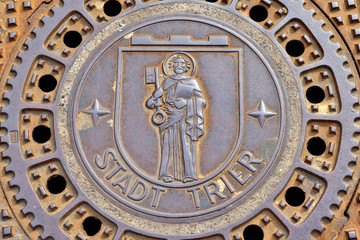 Traditional cover for street hatchway in Trier, Germany