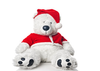 Christmas bear wearing a santa hat