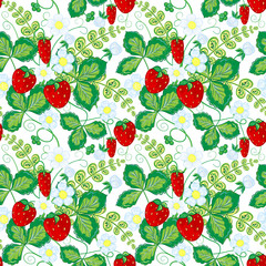 Seamless pattern with strawberries. Perfect for wallpapers, pattern fills, web page backgrounds, surface textures, textile.