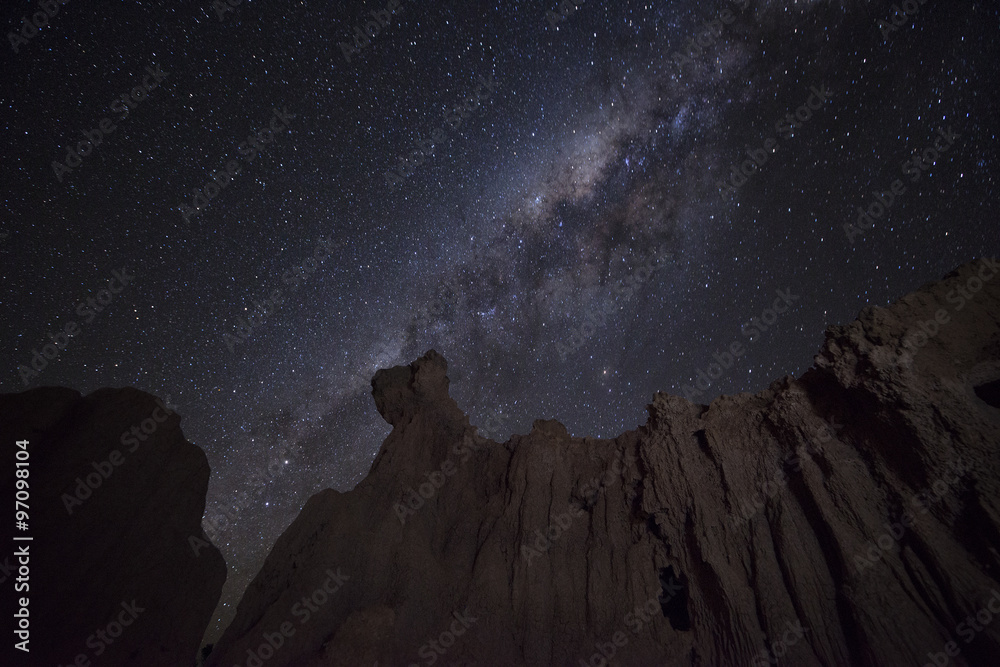 Wall mural canyon with milky way