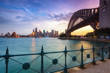 Sydney cityscape view at sunset