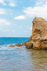 Mediterranean Sea and dangerous rocky beach.