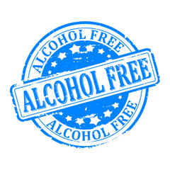 Scratched blue round stamp with the inscription - alcohol free - vector svg
