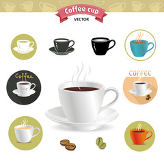 Coffee and tea cups for fast food or restaurant design.