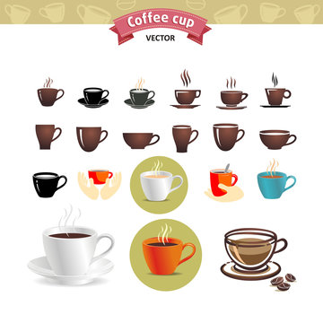Coffee and tea cups symbols for fast food or restaurant design.
