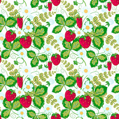 Seamless pattern with strawberries. Perfect for wallpapers, pattern fills, web page backgrounds, surface textures, textile.