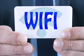 businessman with wifi card
