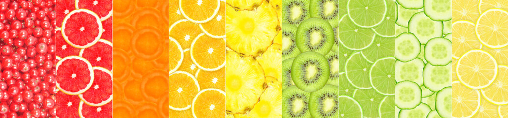 collage van verschillende fruitplakken