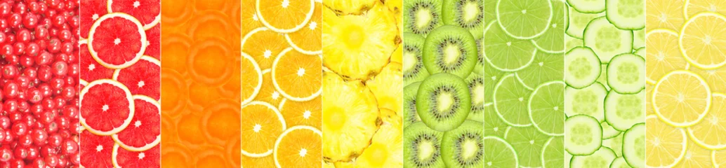 Papier Peint photo Fruits collage de différentes tranches de fruits