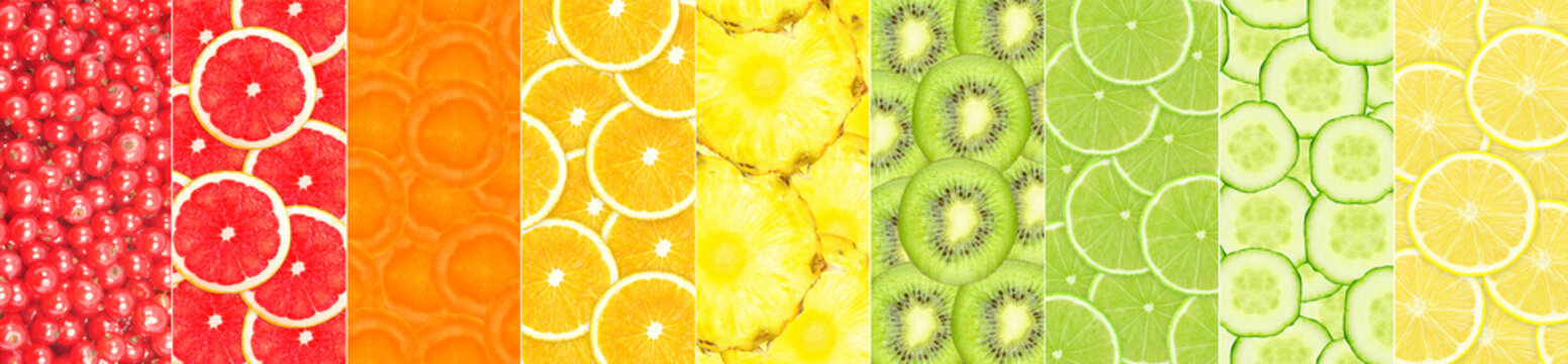 Fototapeta collage of different fruit slices
