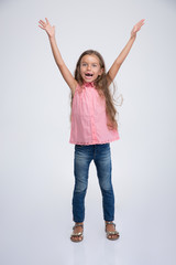 Cheerful little girl with expression emotions