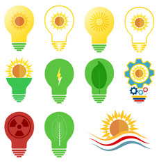 Vector logo and icons set energy and sun power theme