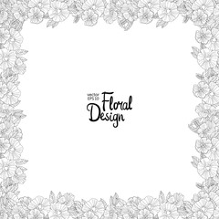 Floral border made with  sketchy flowers