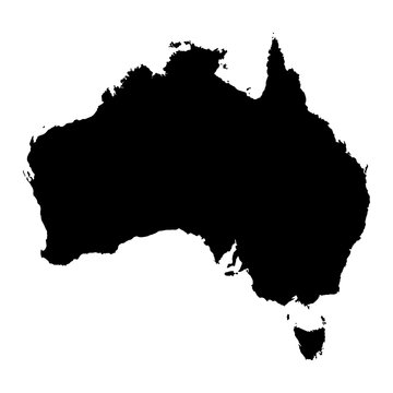 Australia black map on white background vector