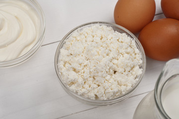 cottage cheese with sour cream, eggs and milk