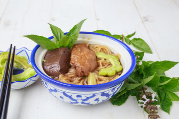 Noodle soup with chicken asia food