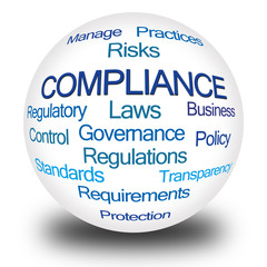Compliance Word Cloud on White Sphere