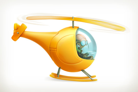 Funny helicopter, vector icon