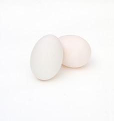 Duck eggs on white background