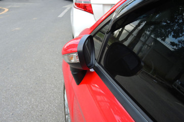 Side view mirror closed for safety