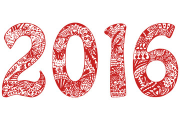 Hand drawn red and white 2016 